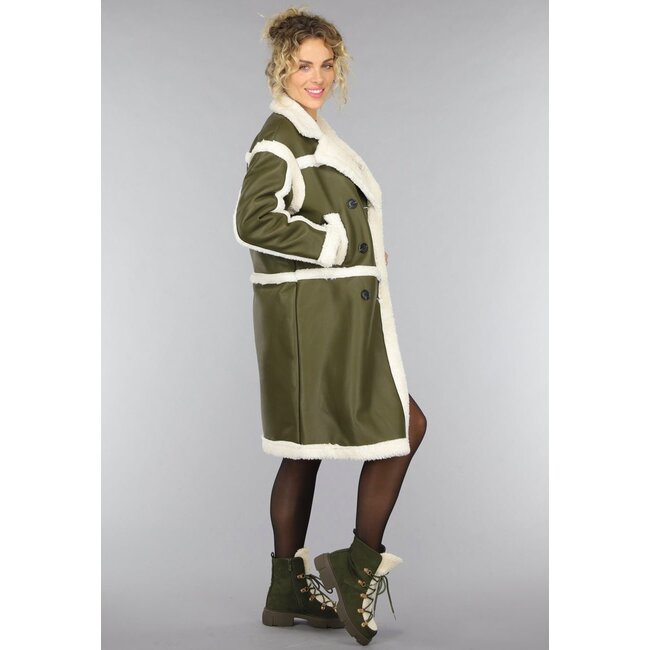 Dunkelgrüner Lammy Trenchcoat
