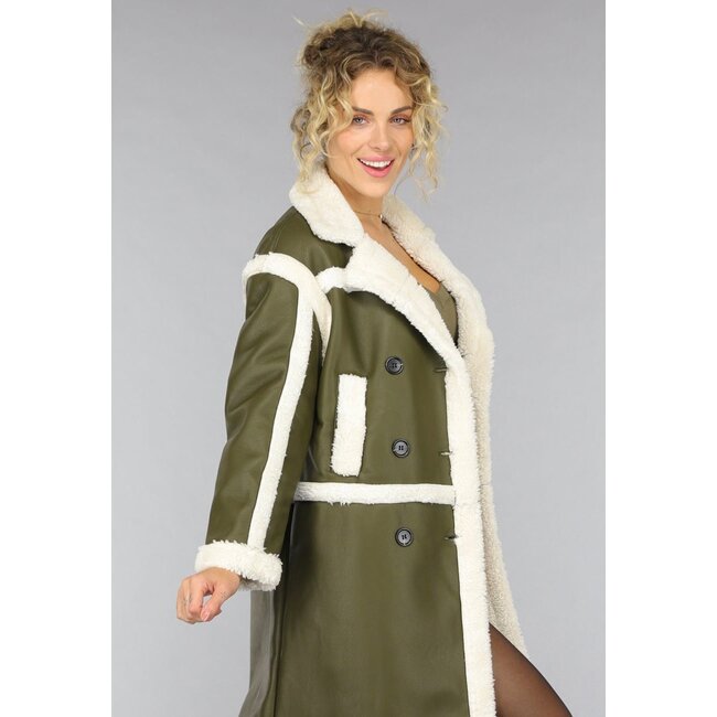 Dunkelgrüner Lammy Trenchcoat