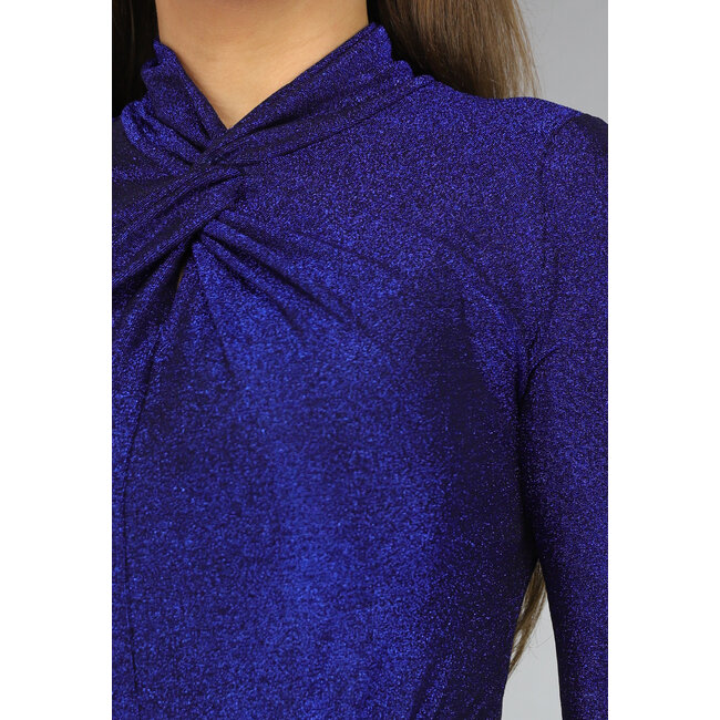 Blauer Glitzer-Bodysuit mit Twist-Detail