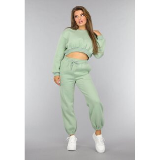 Hellgrünes Cropped Lounge Set