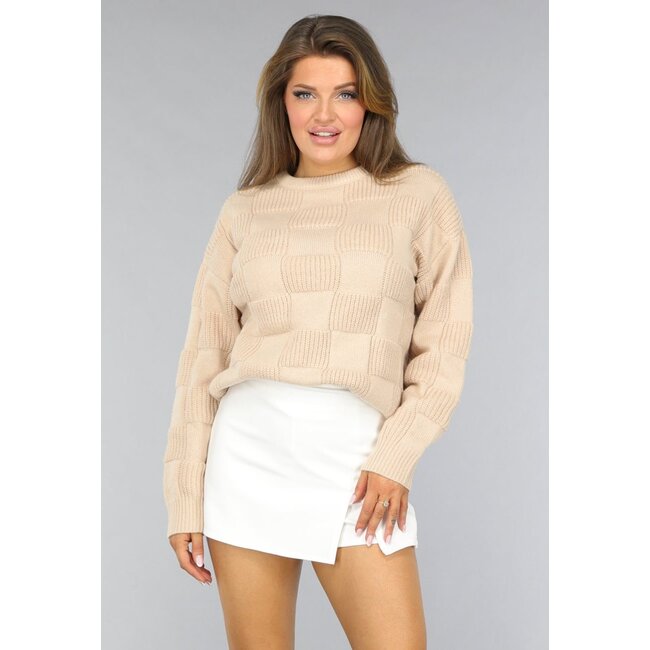 Beigefarbener Blocked Pullover