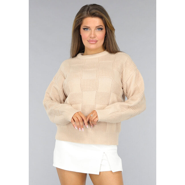 Beigefarbener Blocked Pullover