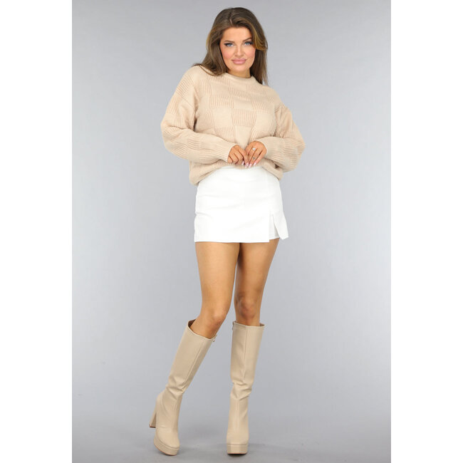 Beigefarbener Blocked Pullover