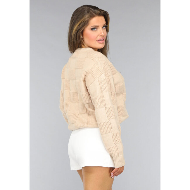 Beigefarbener Blocked Pullover