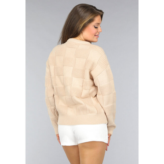 Beigefarbener Blocked Pullover
