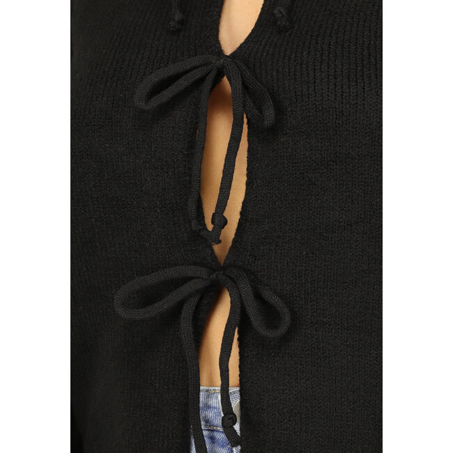 Schwarze Strickjacke mit Schleifen