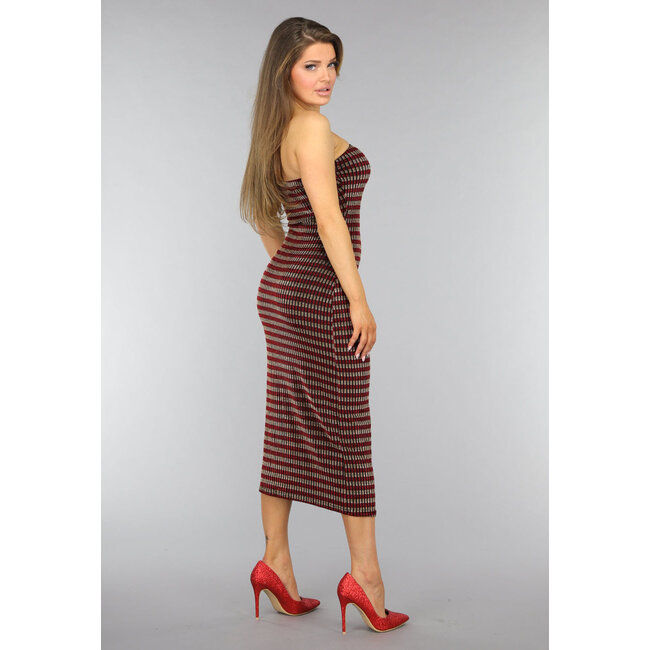 Rotes trägerloses Glitzer-Bodycon-Kleid