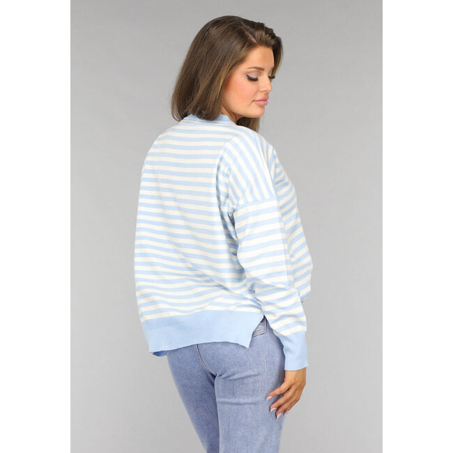 Gestreifter Pullover in Babyblau