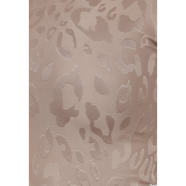 Langarm-Bodysuit mit Panther-Print in Taupe