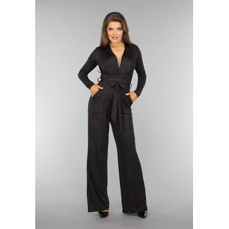 Dunkelbrauner Jumpsuit mit weitem Bein und Karomuster