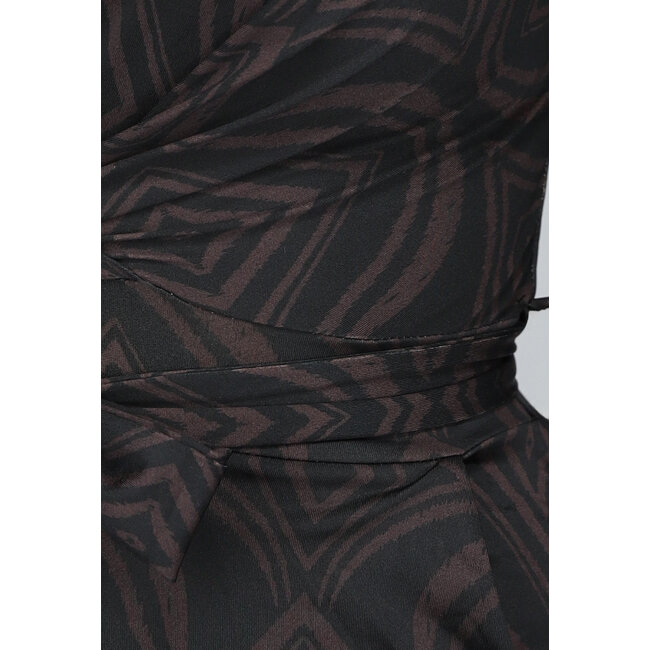 Dunkelbrauner Jumpsuit mit weitem Bein und Karomuster