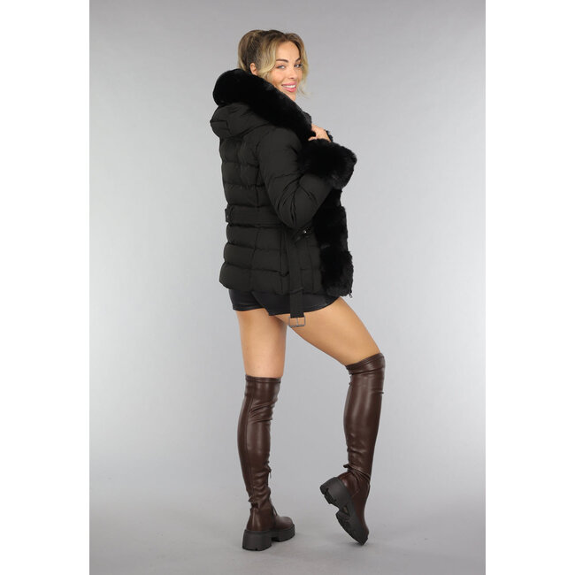 Dunkelbraune Overknee-Stiefel in Lederoptik