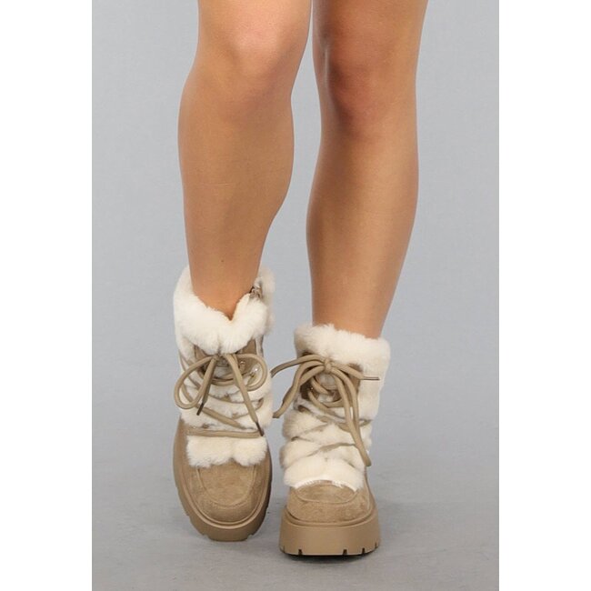 Taupe Winterstiefel mit Reißverschluss