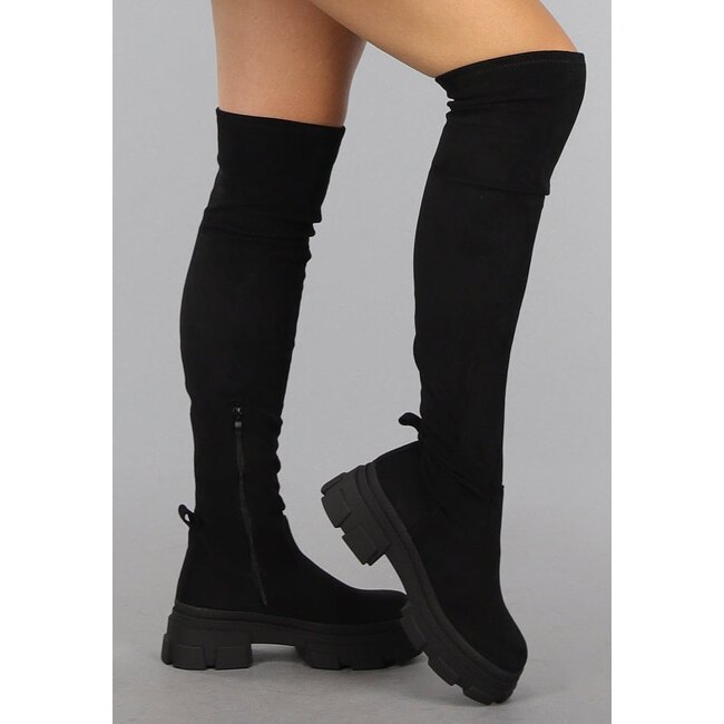 Schwarze hohe Overknee-Stiefel mit weichem Innenfutter