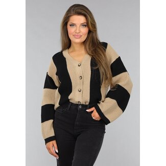 Gestrickte Strickjacke mit Streifenmuster