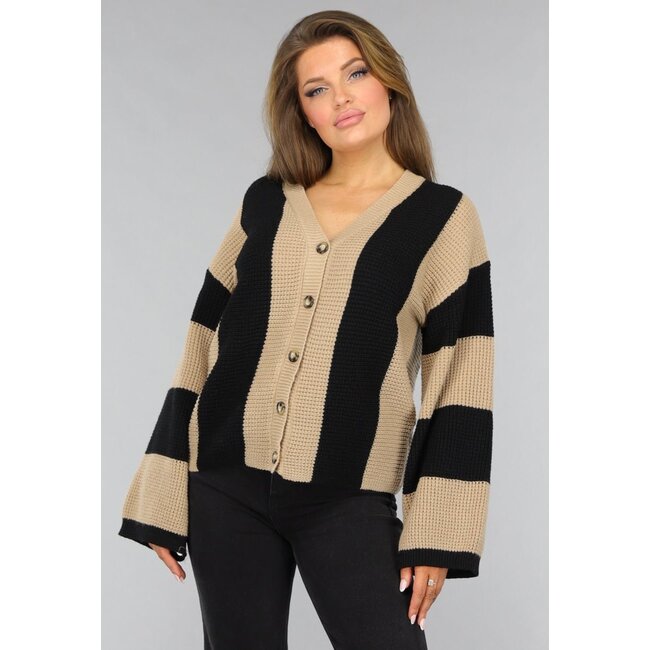 Gestrickte Strickjacke mit Streifenmuster
