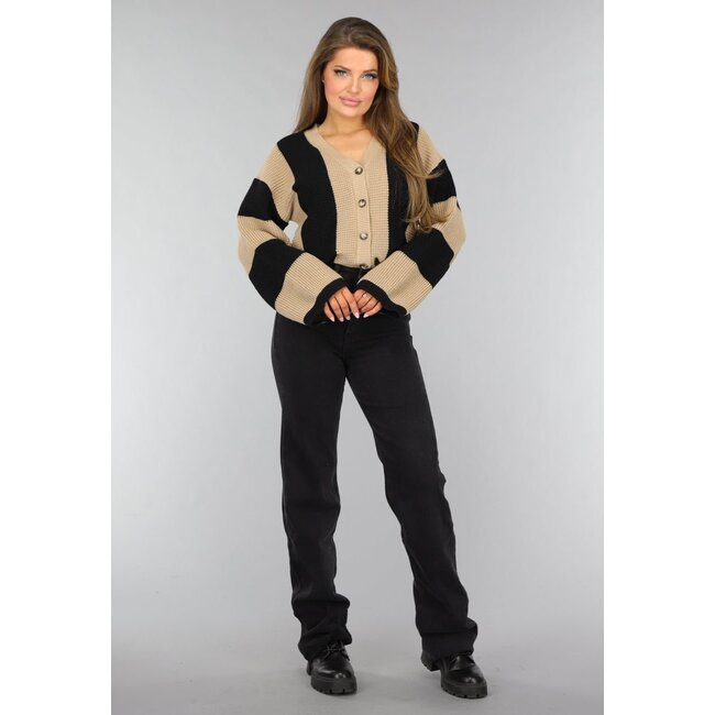 Gestrickte Strickjacke mit Streifenmuster