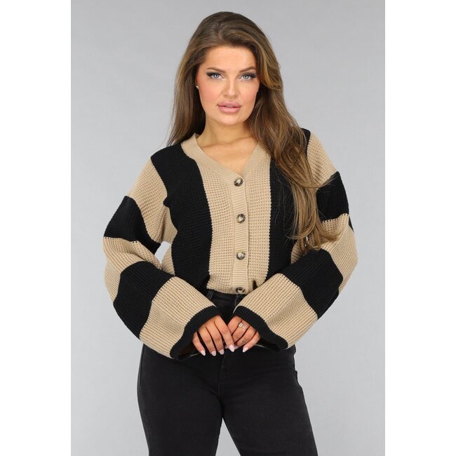 Gestrickte Strickjacke mit Streifenmuster