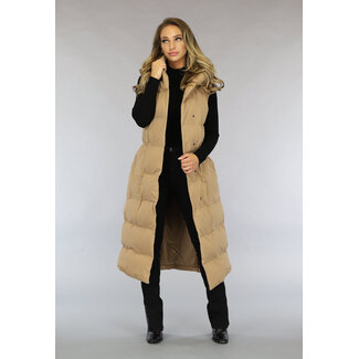 Camel Oversized Bodywarmer mit Gürtel