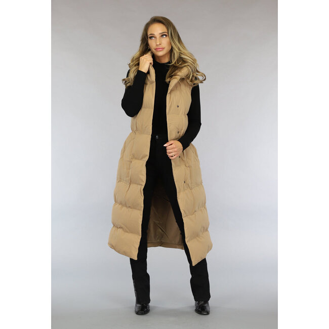 Camel Oversized Bodywarmer mit Gürtel
