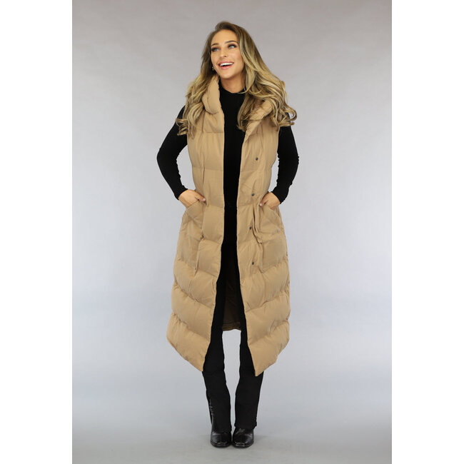 Camel Oversized Bodywarmer mit Gürtel