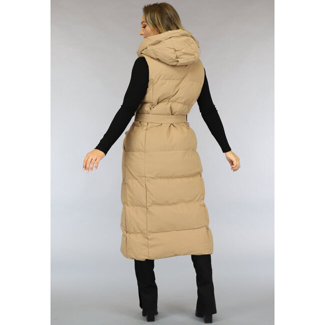 Camel Oversized Bodywarmer mit Gürtel