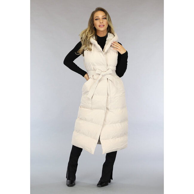 Lange Pulswärmer mit Kapuze in Beige