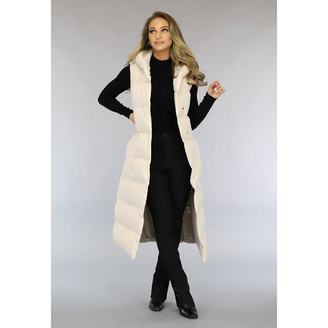 Lange Pulswärmer mit Kapuze in Beige