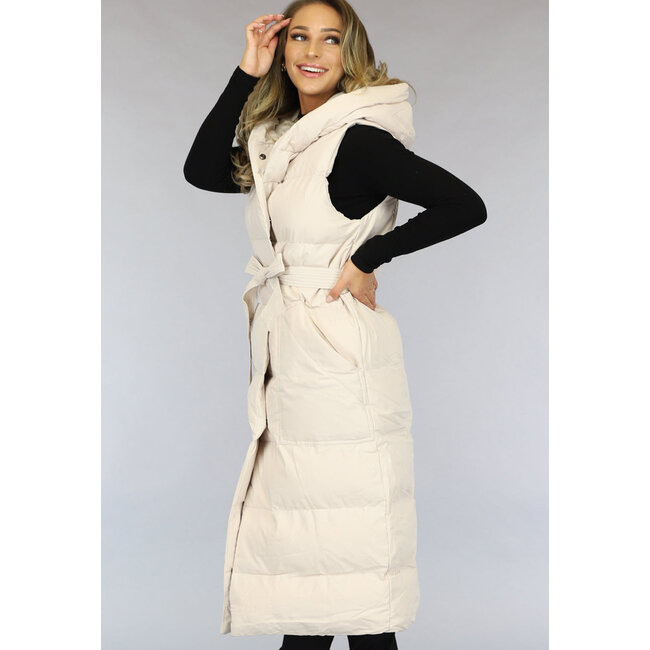 Lange Pulswärmer mit Kapuze in Beige