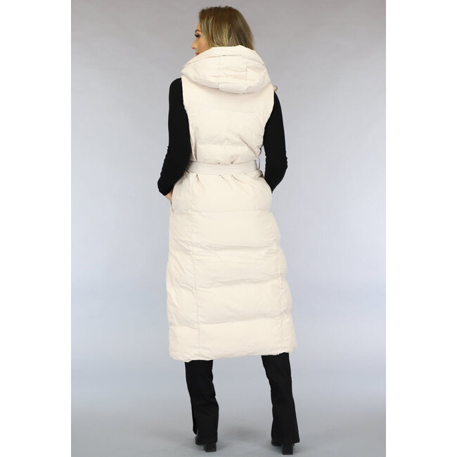 Lange Pulswärmer mit Kapuze in Beige