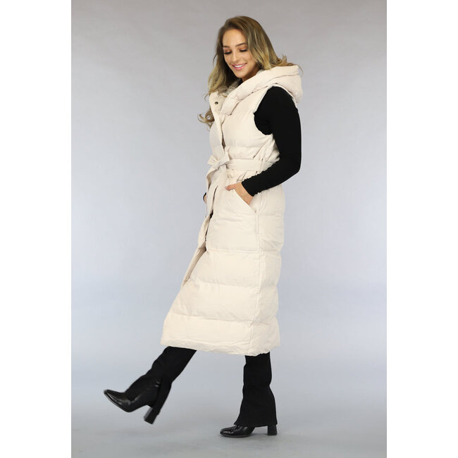 Lange Pulswärmer mit Kapuze in Beige