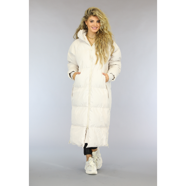 Beige gesteppter Wintermantel in Übergröße
