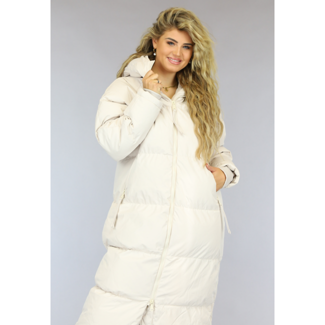 Beige gesteppter Wintermantel in Übergröße