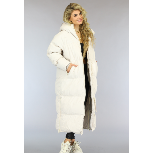 Beige gesteppter Wintermantel in Übergröße