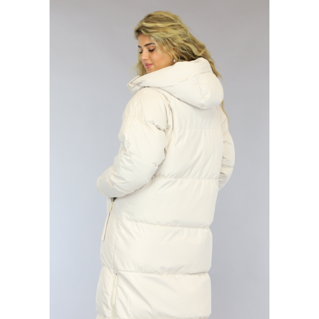 Beige gesteppter Wintermantel in Übergröße