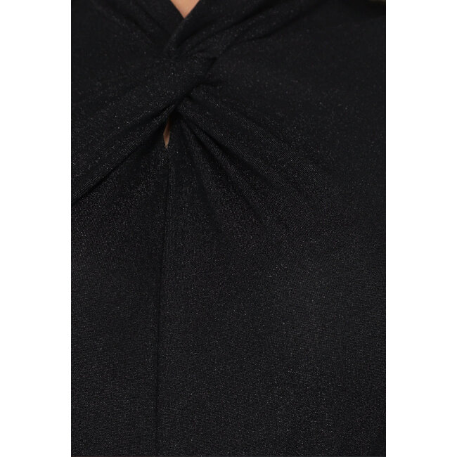 Schwarz schimmernder Bodysuit im Knötchen-Look