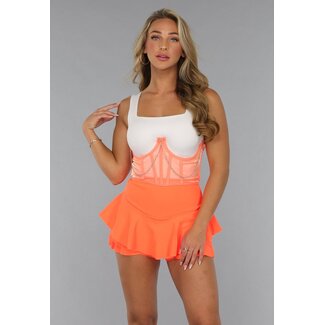 Neon Orange Unterbrustkorsett mit Ketten
