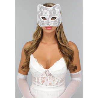Weiße Spitze Katzenmaske
