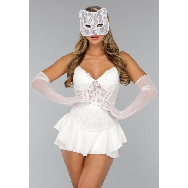 Weiße Spitze Katzenmaske