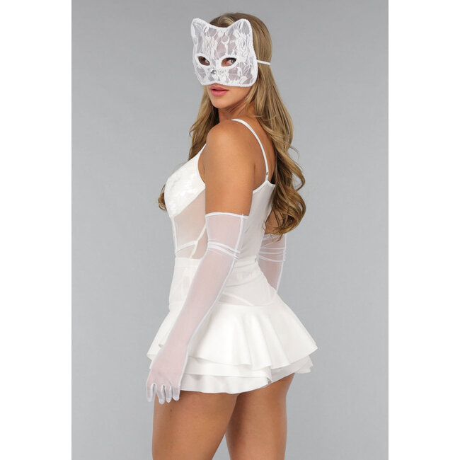 Weiße Spitze Katzenmaske