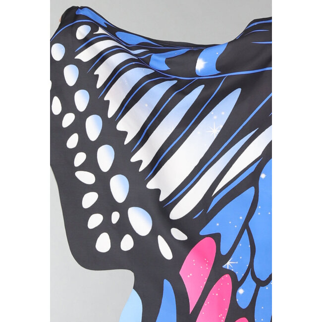 Buntes Schmetterlings-Cape in Blau