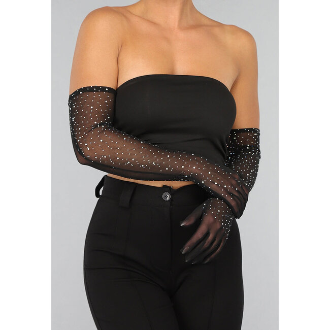 Mesh-Handschuhe mit Strasssteinen