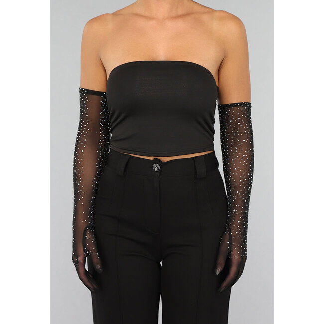 Mesh-Handschuhe mit Strasssteinen