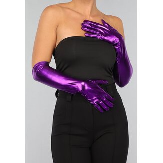 Lila Metallic-Ellbogenhandschuhe