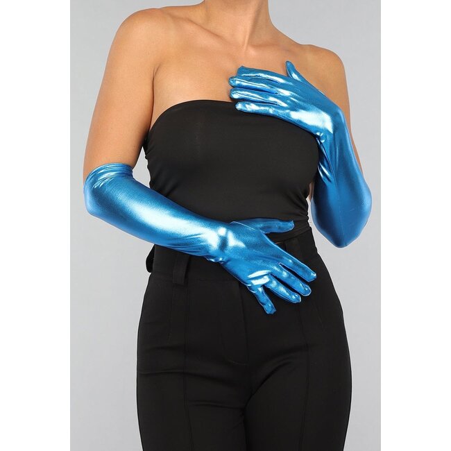 Lange blaue Dinner-Handschuhe