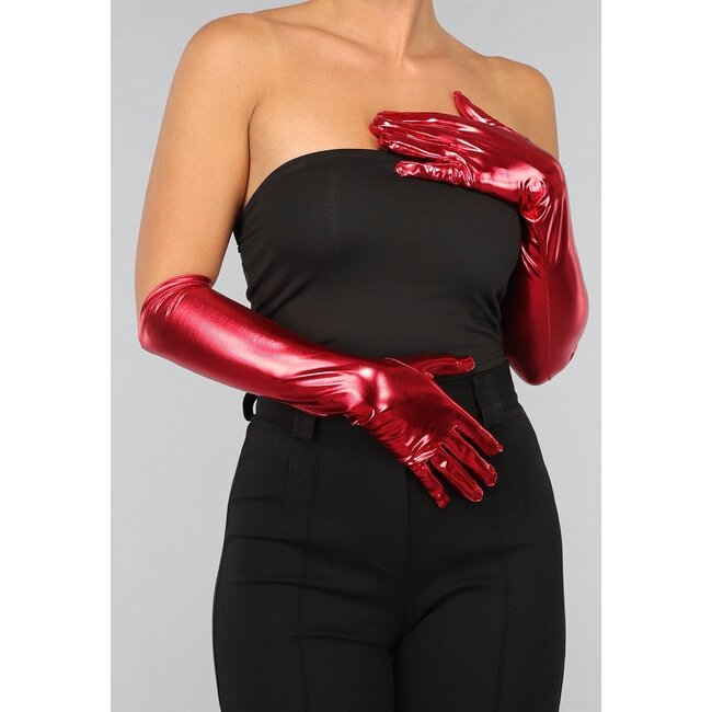 Rot glänzende Gala-Handschuhe