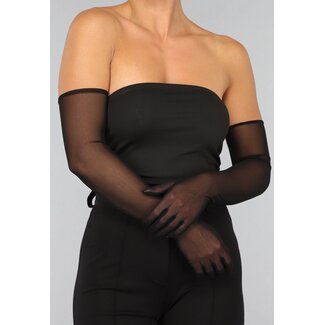Transluzente schwarze Abendhandschuhe