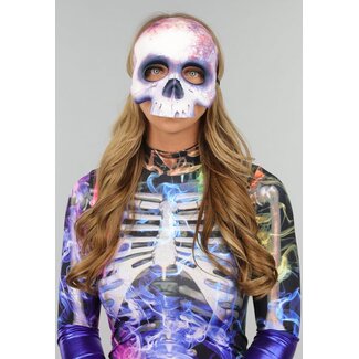 Halbe Skelettmaske mit Blutspritzern