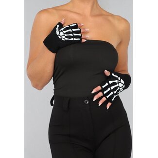 Fingerlose Glow in The Dark Bone Handschuhe