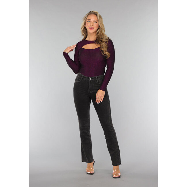 Anthrazitfarbene Schlagjeans mit mittlerer Taille